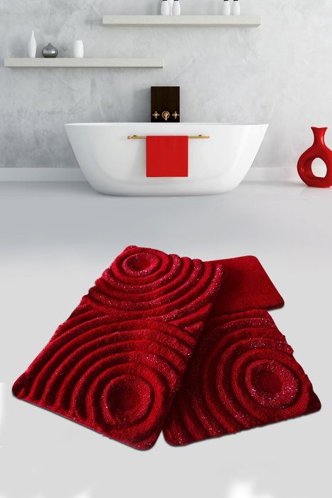 Mijölnir Juego de alfombrillas de baño Wave - Red Mijölnir Juego de alfombrillas de baño Wave - Red